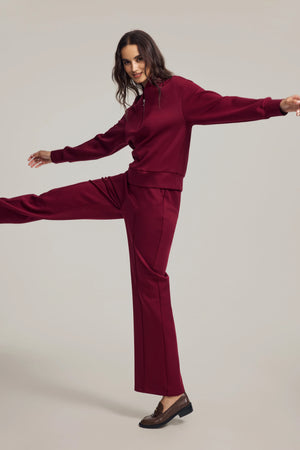 Women’s Luxe Wool Blend Pant - Burgundy Wine