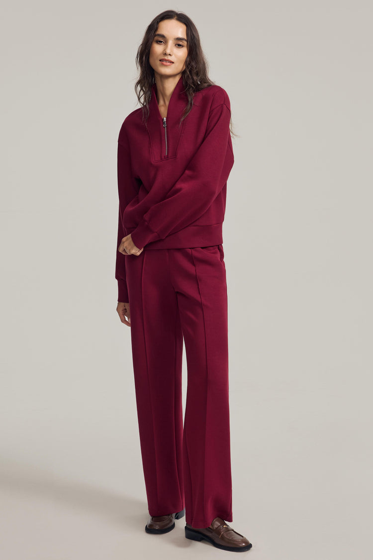Women’s Luxe Half-Zip Pullover - Burgundy Wine
