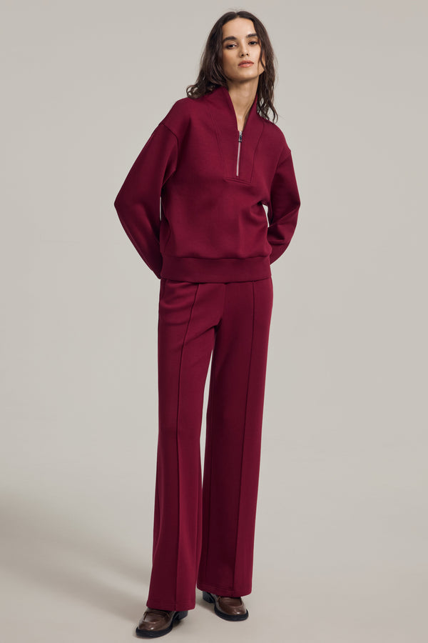 Women’s Luxe Half-Zip Pullover - Burgundy Wine