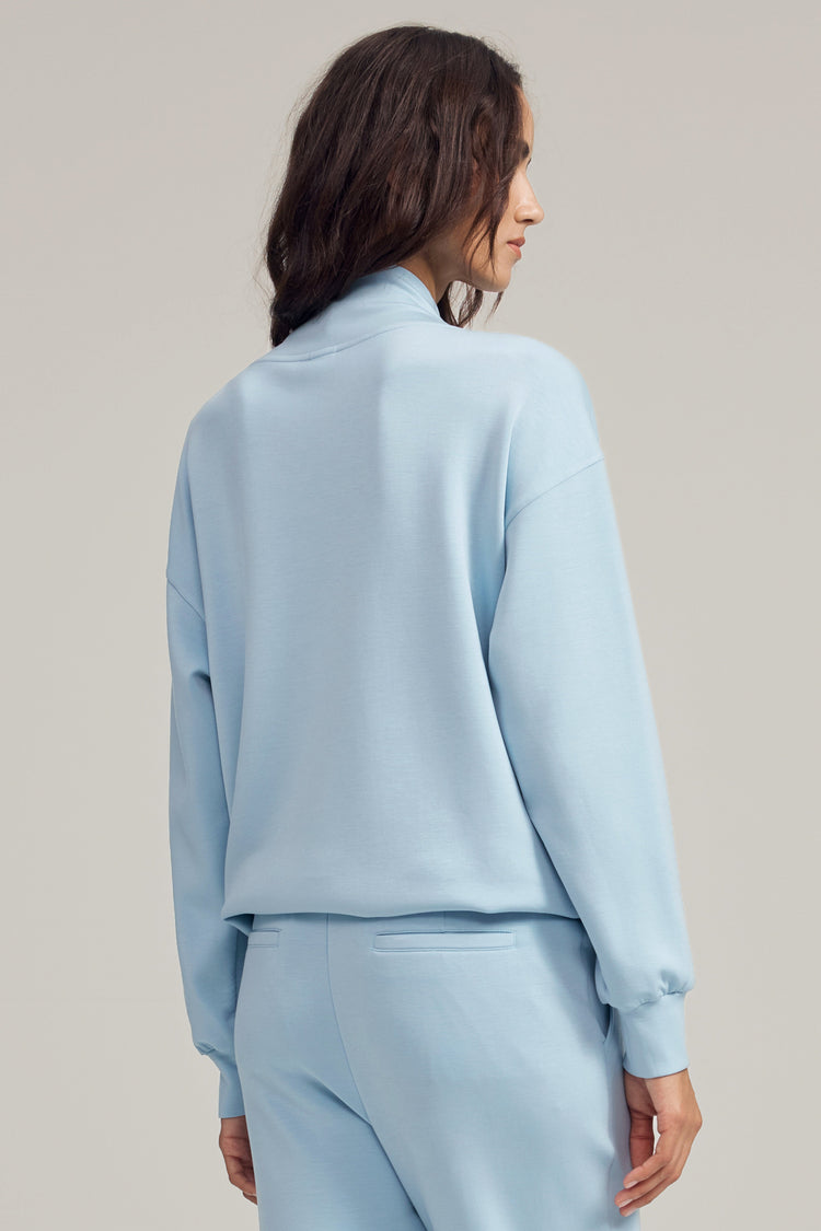 Women’s Soft Drape Funnel-Neck Pullover - Powder Blue