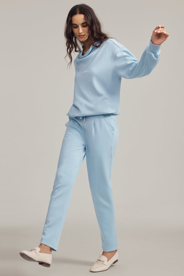 Women’s Soft Drape Funnel-Neck Pullover - Powder Blue
