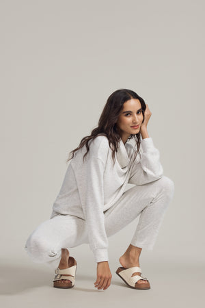 Women’s Soft Drape Funnel-Neck Pullover - Heather Oatmilk