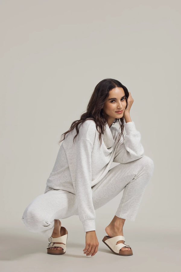 Women’s Tencel™ Cowl Neck Pullover - Heather Oatmilk