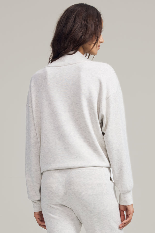 Women’s Soft Drape Funnel-Neck Pullover - Heather Oatmilk