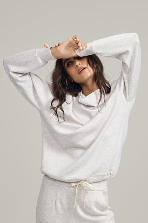 Women’s Soft Drape Funnel-Neck Pullover - Heather Oatmilk