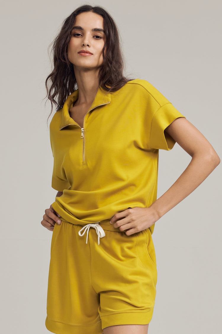 Women’s Half-Zip Lounge Polo - Marigold