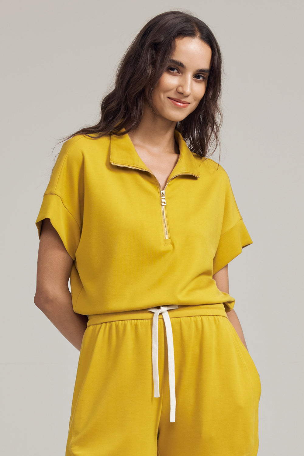 Women’s Half-Zip Lounge Polo - Marigold