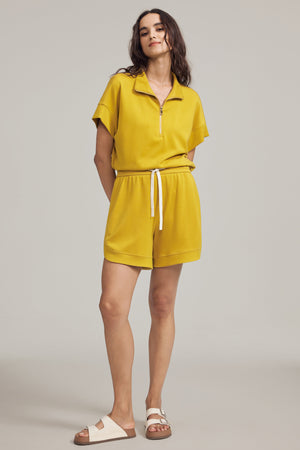 Women’s Half-Zip Lounge Polo - Marigold