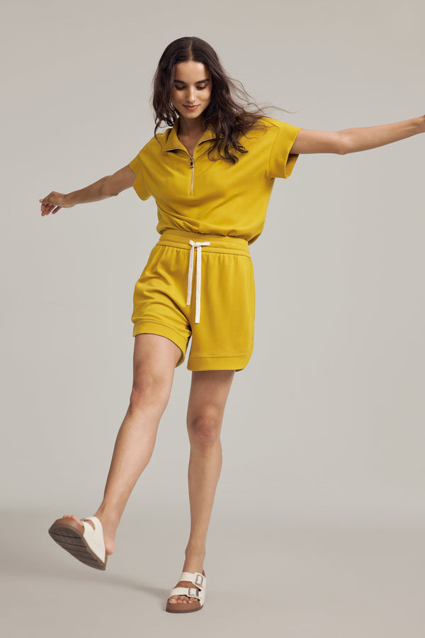 Women’s Half-Zip Lounge Polo - Marigold