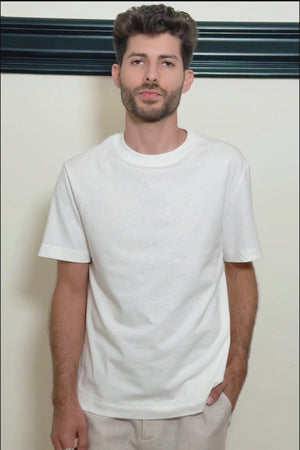 Men’s Cotton Linen Crewneck Tee - Pure White