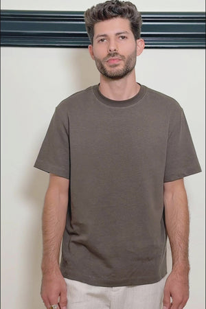 Men’s Cotton Linen Crewneck Tee - Espresso